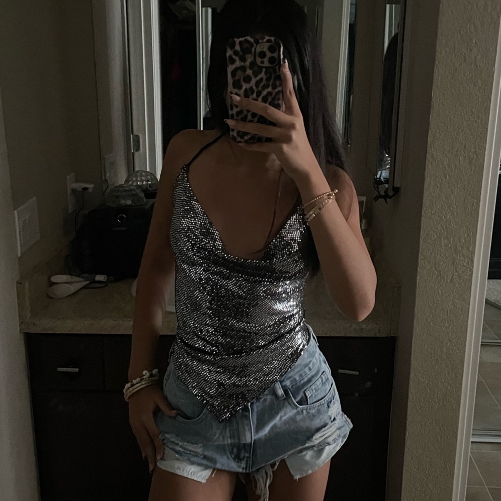 Sparkly backless going out top